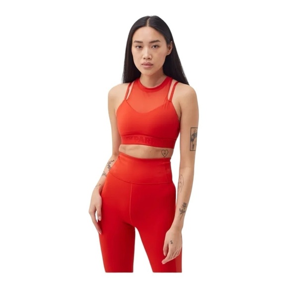 IVY PARK ADIDAS Red Mesh High Neck Sports Bra High Rise Leggings 2 Piece Set 1XL - Picture 8 of 16